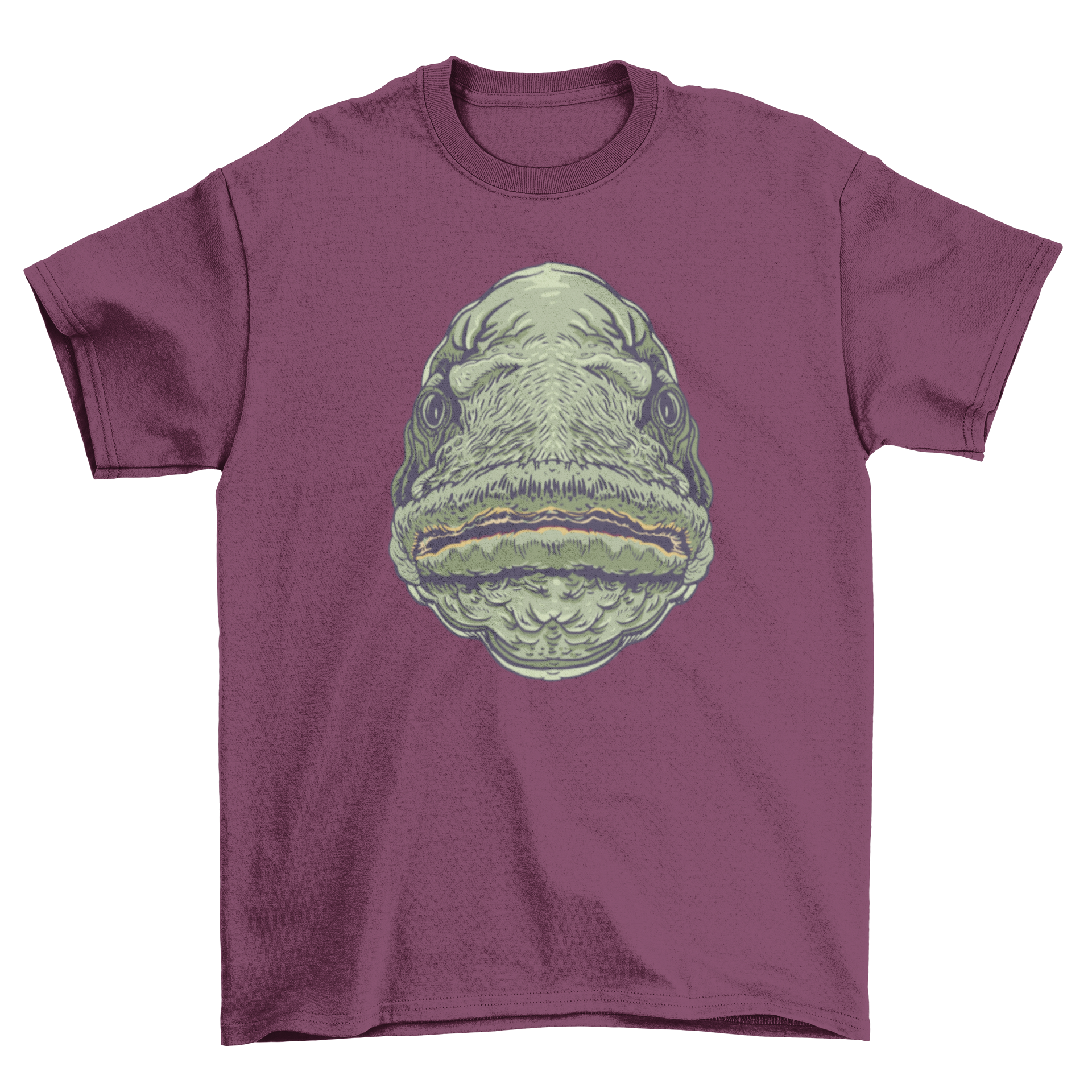 A stylish t-shirt featuring a vibrant illustration of a fish's mouth, perfect for casual wear.