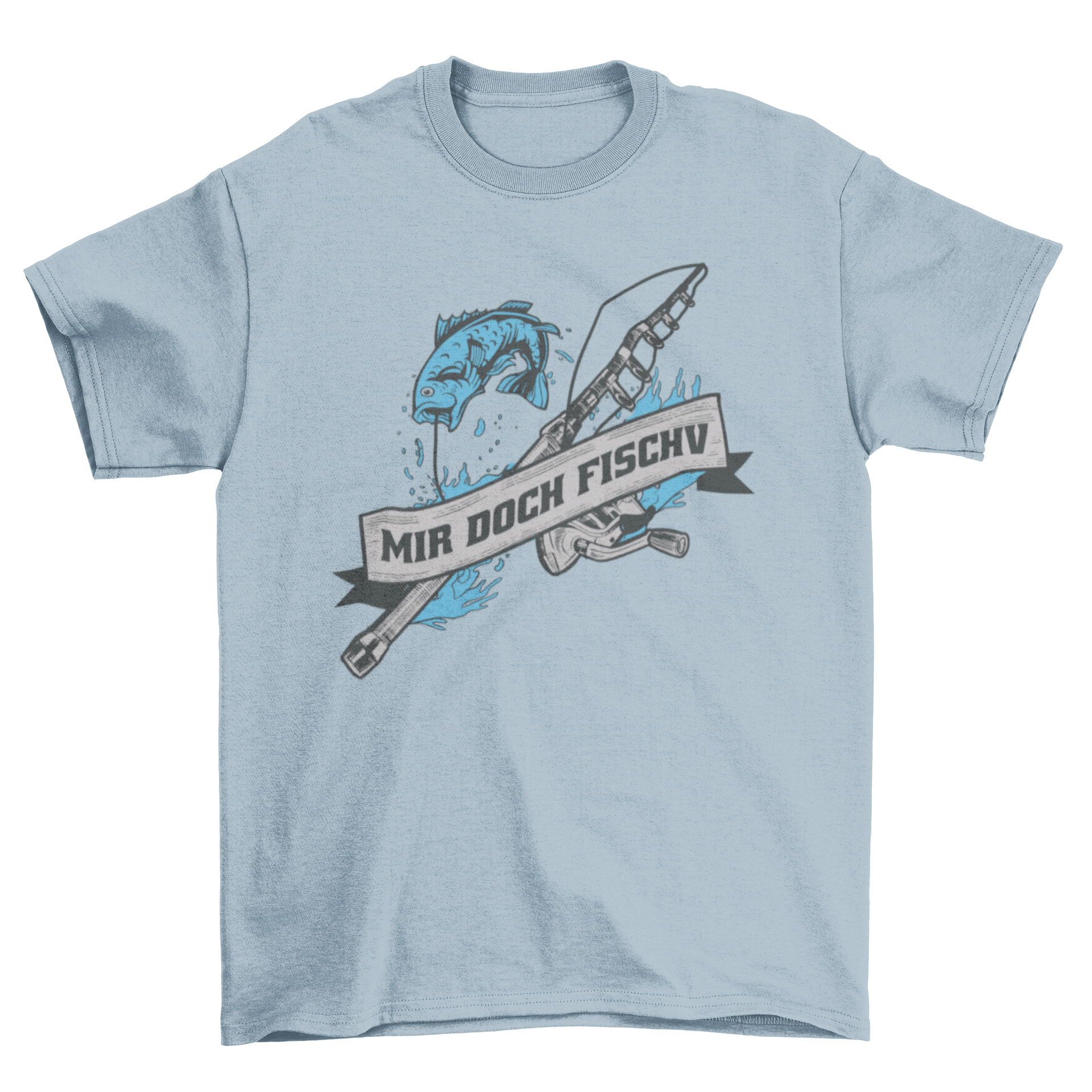 A stylish t-shirt featuring a fishing rod and fish design with the quote 'I'm fishy', perfect for fishing enthusiasts.