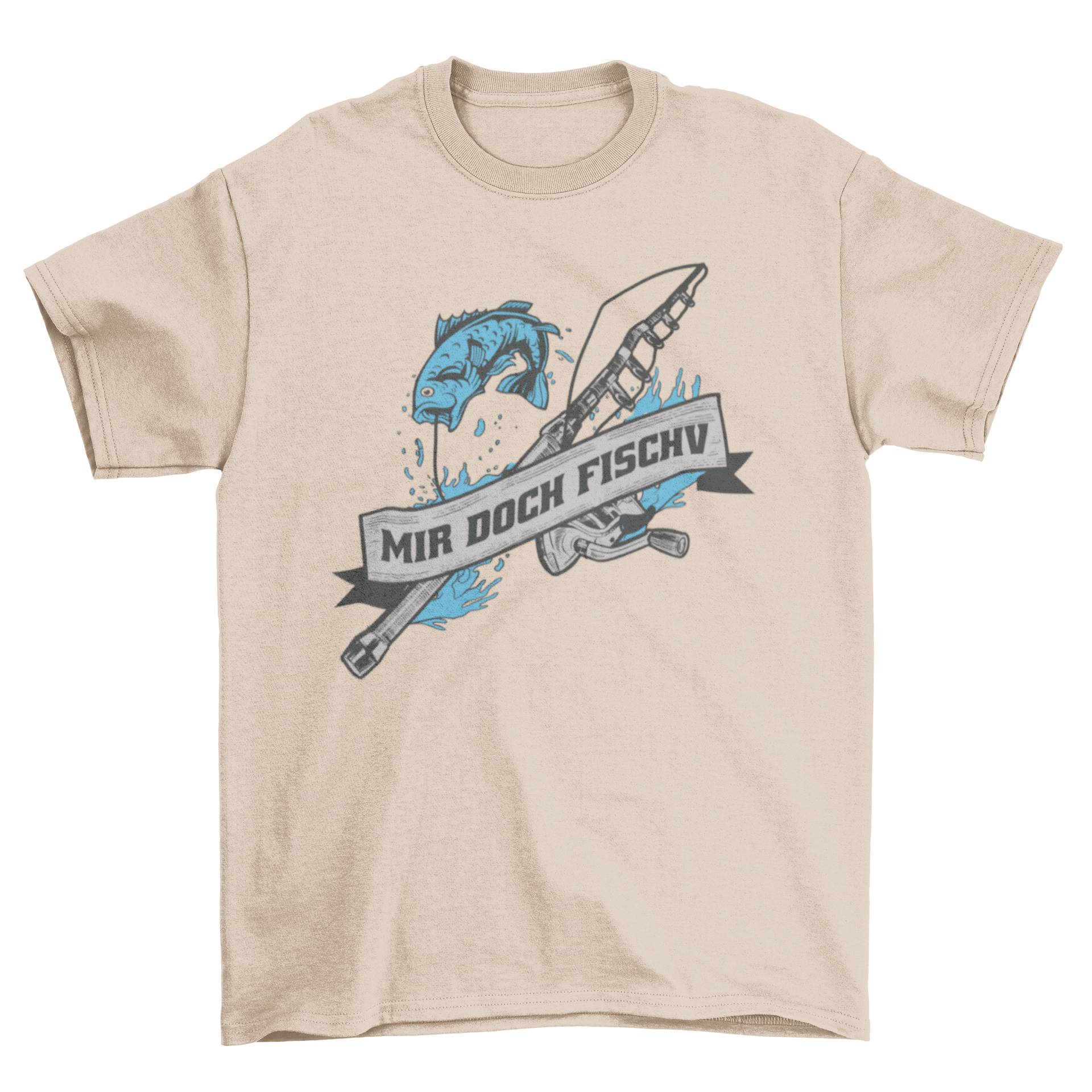 A stylish t-shirt featuring a fishing rod and fish design with the quote 'I'm fishy', perfect for fishing enthusiasts.