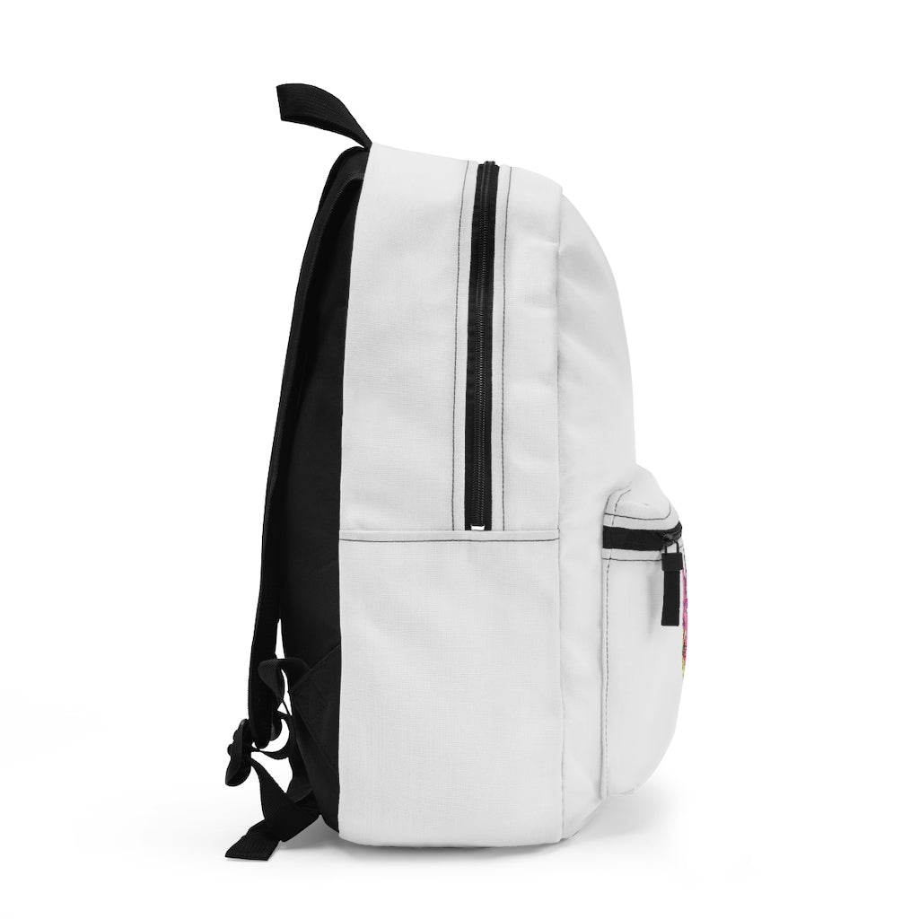 Flaremyu Backpack made in USA, showcasing its durable spun polyester material and adjustable shoulder straps.