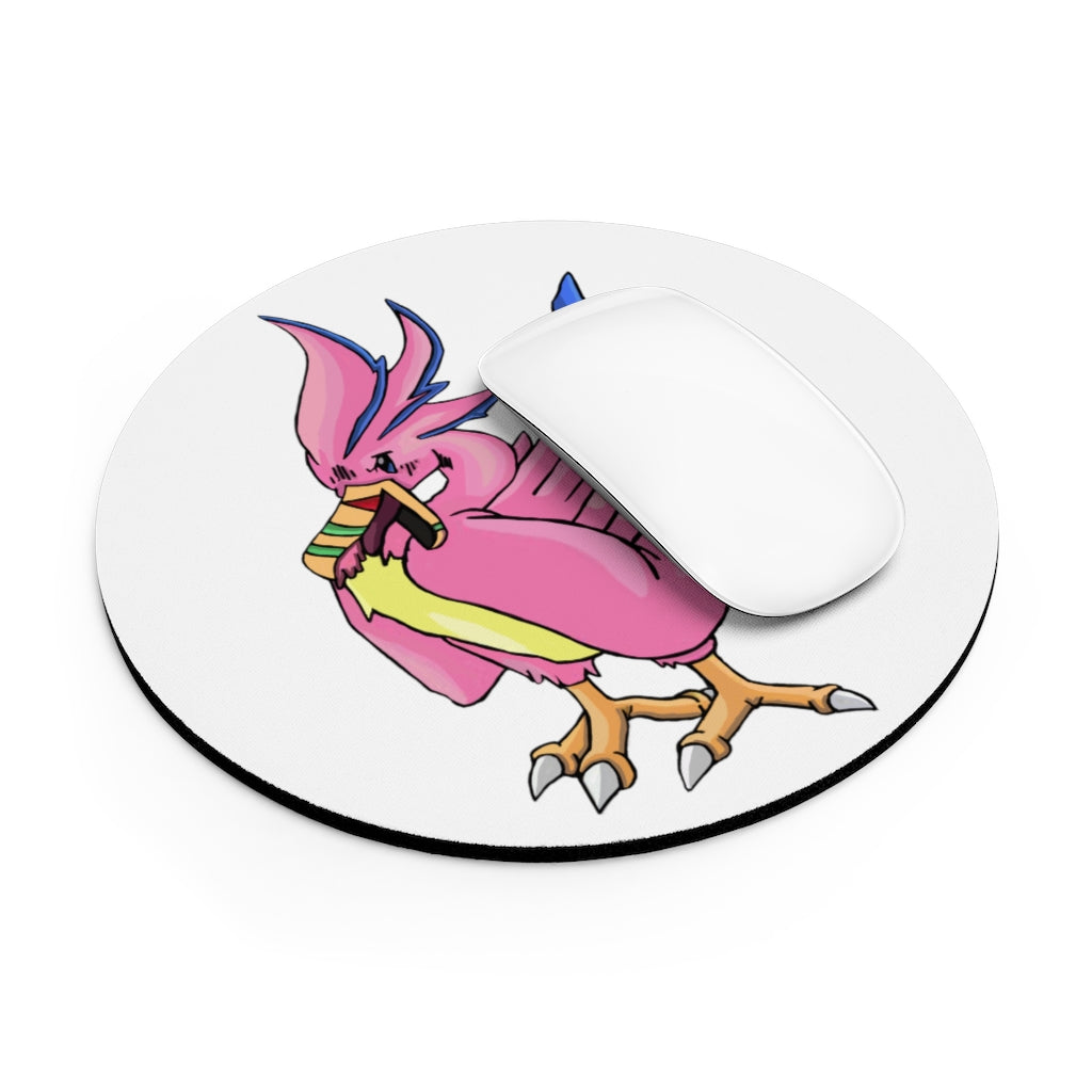 Flaremyu Mouse Pad in round and rectangular shapes, featuring vibrant colors and a non-slip rubber bottom.