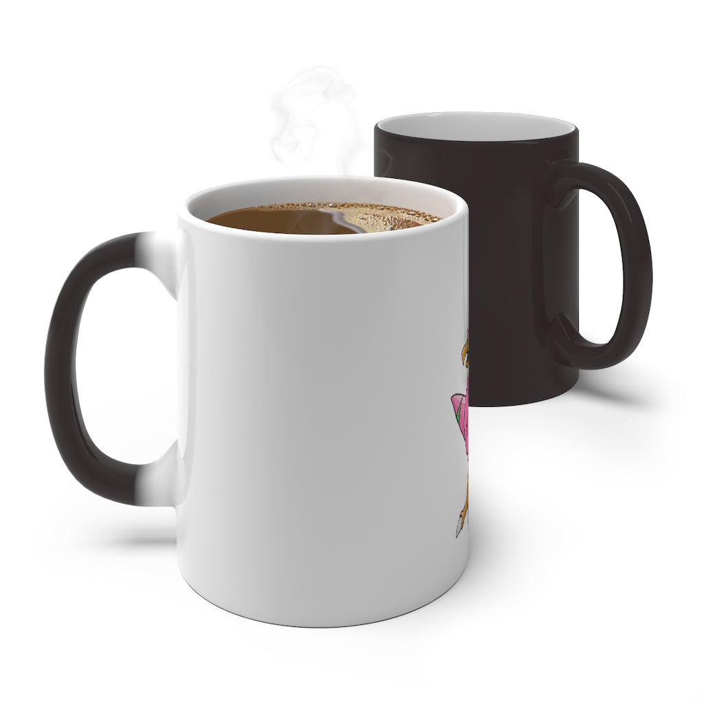 Flaryu Color Changing Mug in white ceramic, showcasing its color-changing feature when filled with hot liquid.