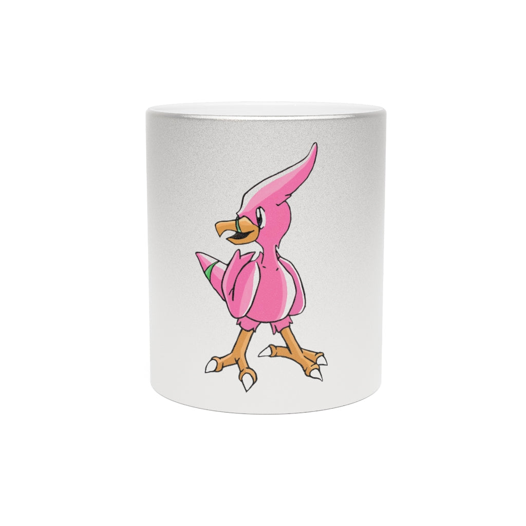 Flaryu Metallic Mug in Gold and Silver with personalized designs, showcasing a sleek ceramic finish and comfortable C-handle.