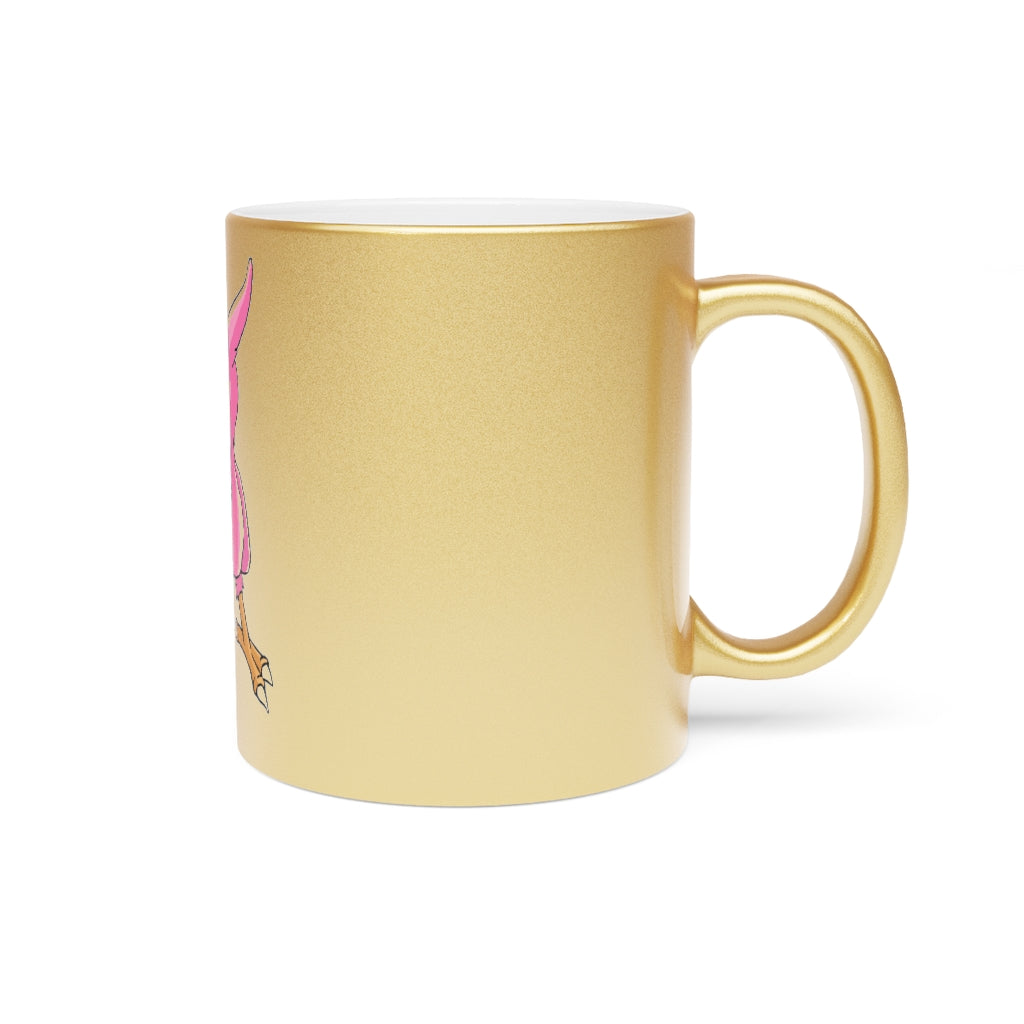 Flaryu Metallic Mug in Gold and Silver with personalized designs, showcasing a sleek ceramic finish and comfortable C-handle.