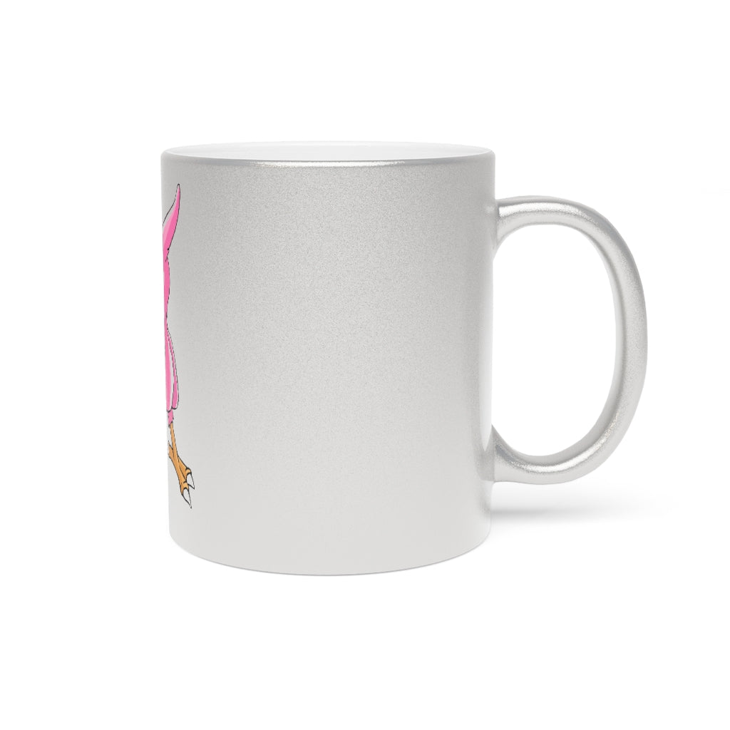 Flaryu Metallic Mug in Gold and Silver with personalized designs, showcasing a sleek ceramic finish and comfortable C-handle.