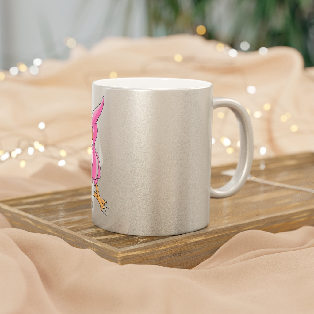 Flaryu Metallic Mug in Gold and Silver with personalized designs, showcasing a sleek ceramic finish and comfortable C-handle.