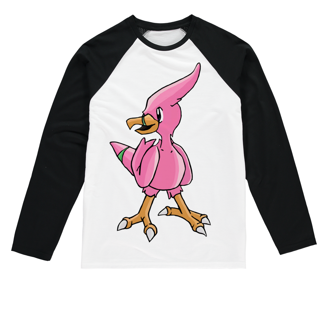 Flaryu Sublimation Baseball Long Sleeve T-Shirt featuring a crew neck and long sleeves, made from a mixed fabric of polyester and cotton.