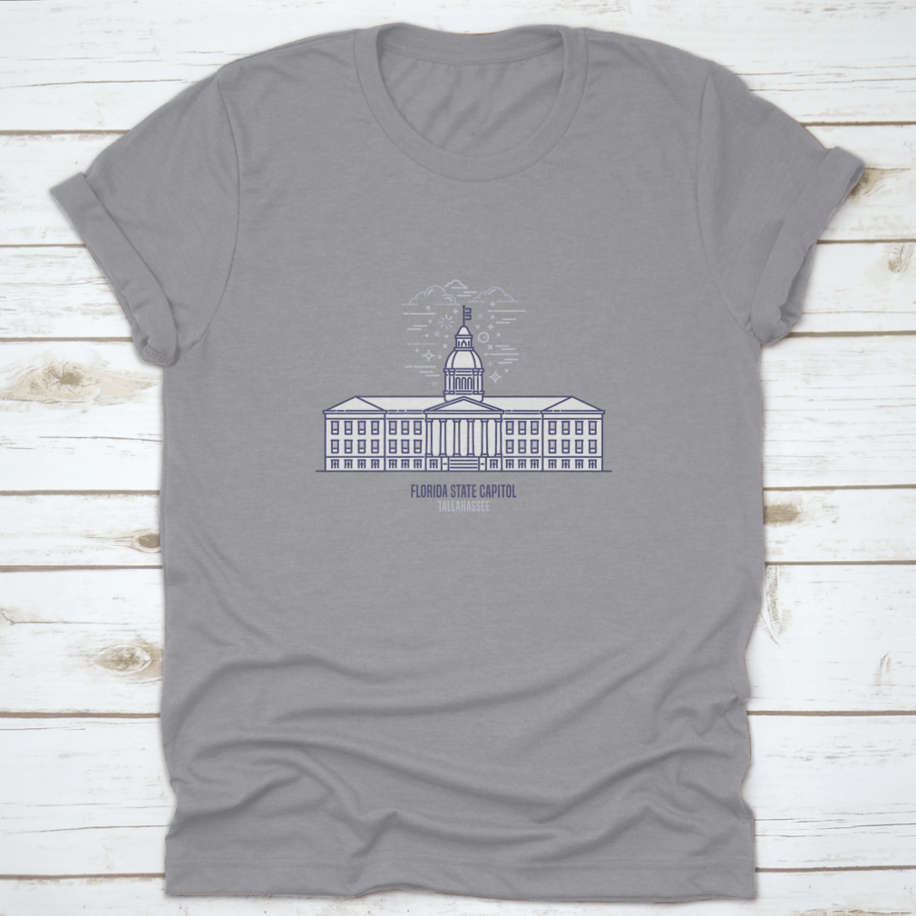 A comfortable t-shirt featuring the Florida State Capitol design, made from 100% cotton with a classic fit.