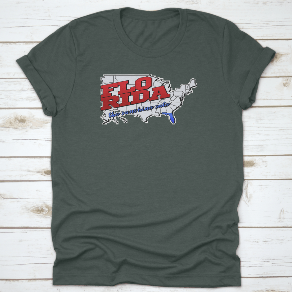 Florida State vector illustration t-shirt in grey, showcasing a stylish design with comfortable fit.