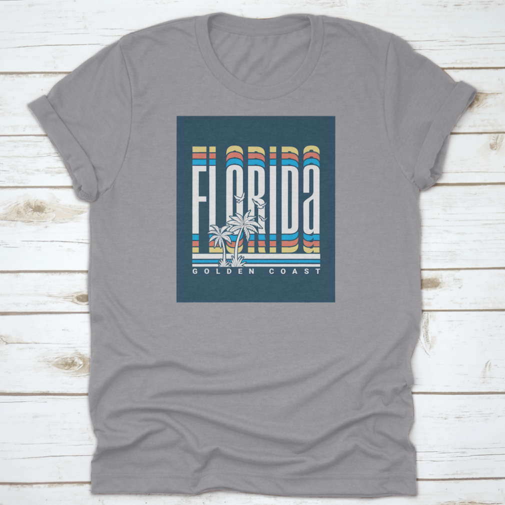 Florida Text T-Shirt featuring palm trees vector illustration, perfect for casual wear.