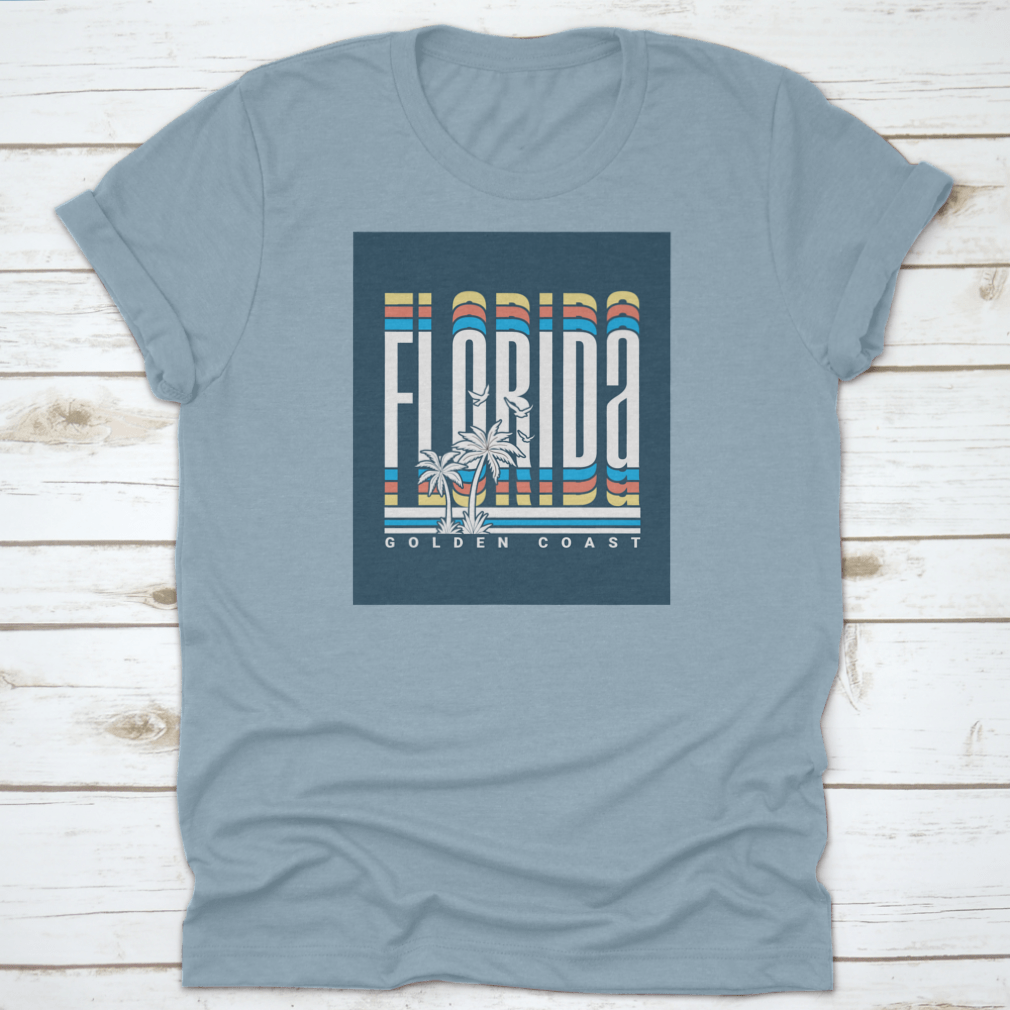 Florida Text T-Shirt featuring palm trees vector illustration, perfect for casual wear.