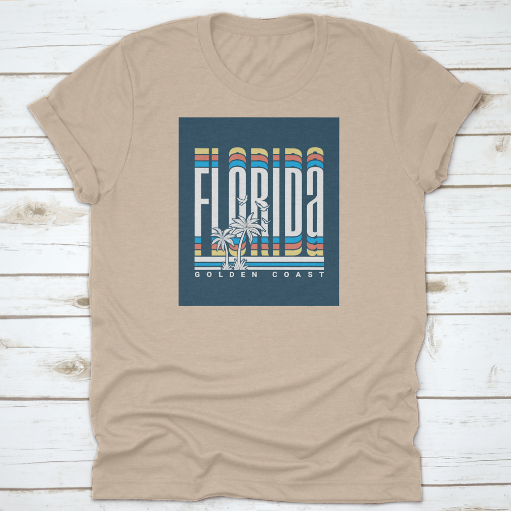 Florida Text T-Shirt featuring palm trees vector illustration, perfect for casual wear.
