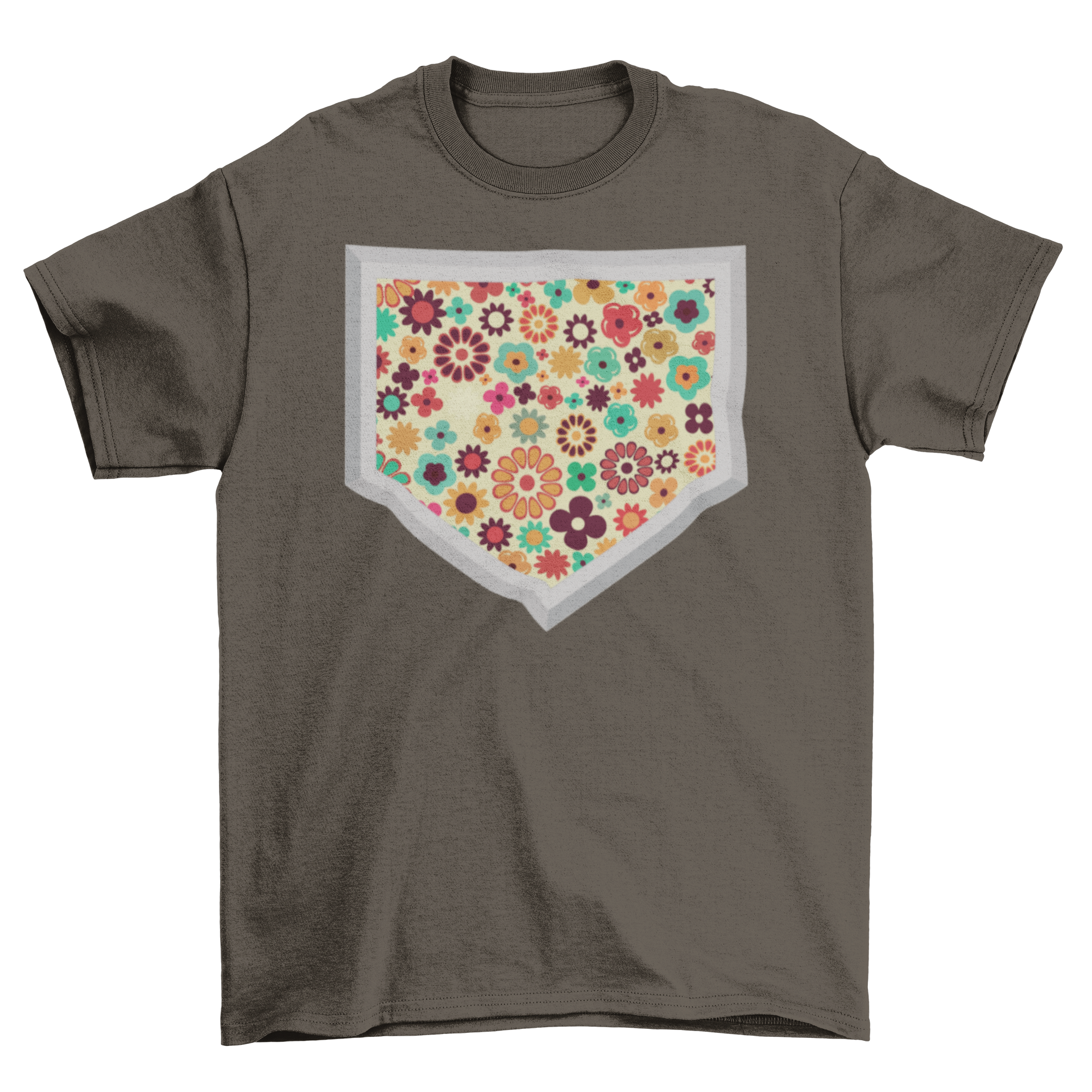Flower Baseball Home Plate T-shirt featuring a floral design on a classic baseball home plate.