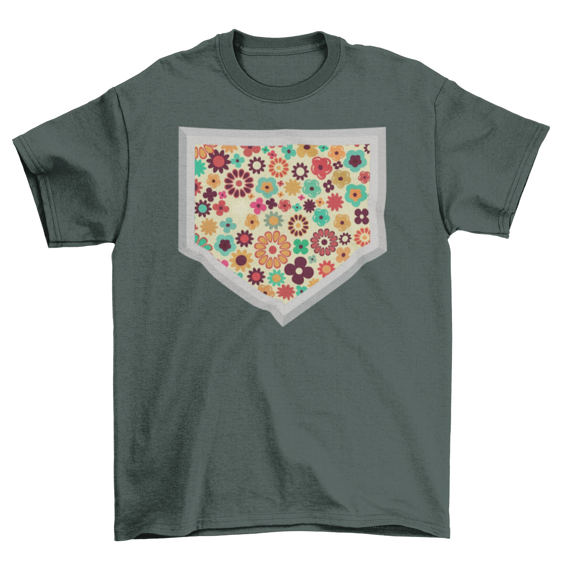 Flower Baseball Home Plate T-shirt featuring a floral design on a classic baseball home plate.