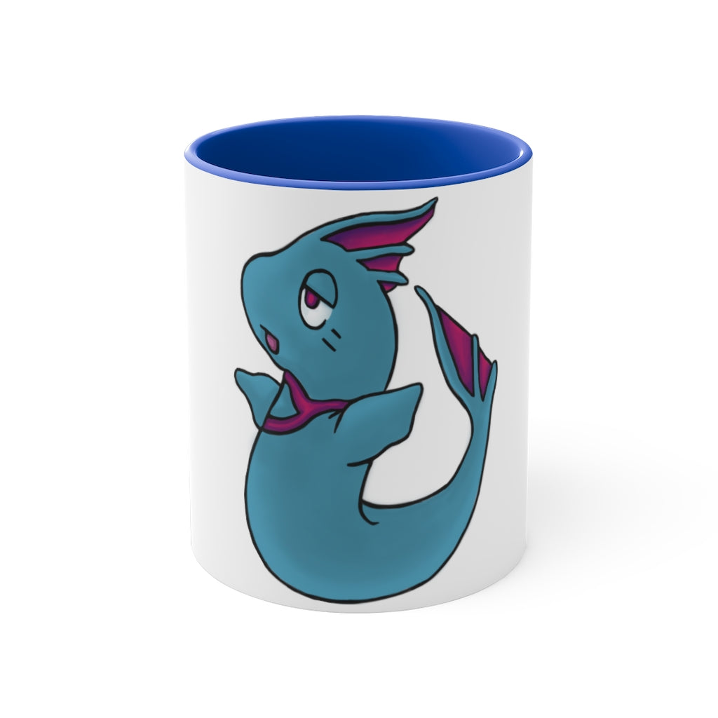 Flozo 11oz Accent Mug featuring a white ceramic body with a colored interior and handle, available in multiple color schemes.