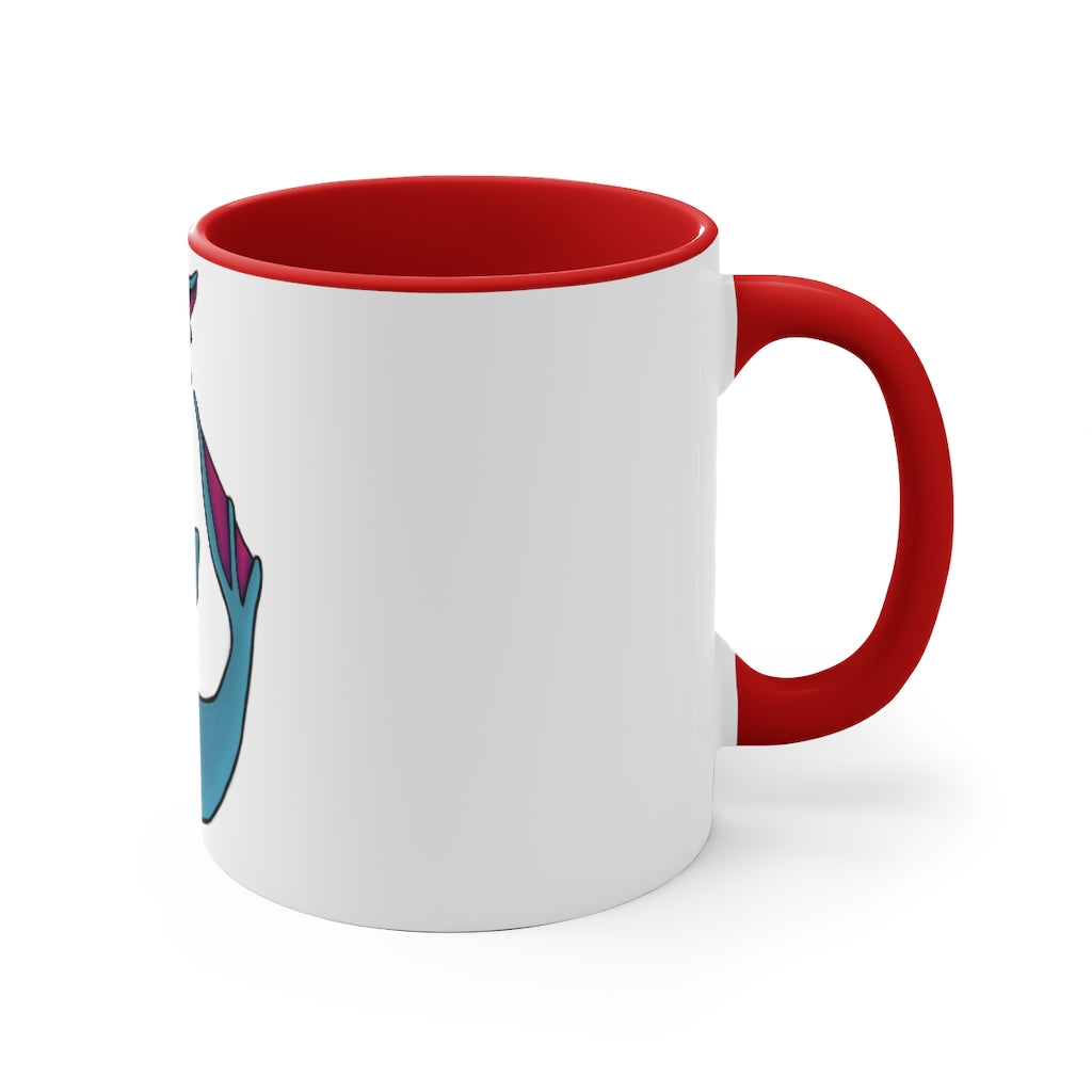 Flozo 11oz Accent Mug featuring a white ceramic body with a colored interior and handle, available in multiple color schemes.