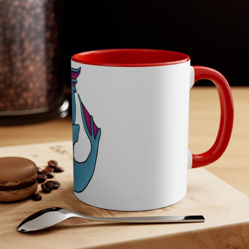 Flozo 11oz Accent Mug featuring a white ceramic body with a colored interior and handle, available in multiple color schemes.