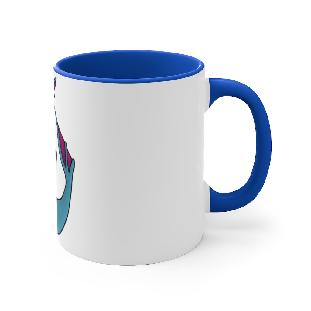 Flozo 11oz Accent Mug featuring a white ceramic body with a colored interior and handle, available in multiple color schemes.
