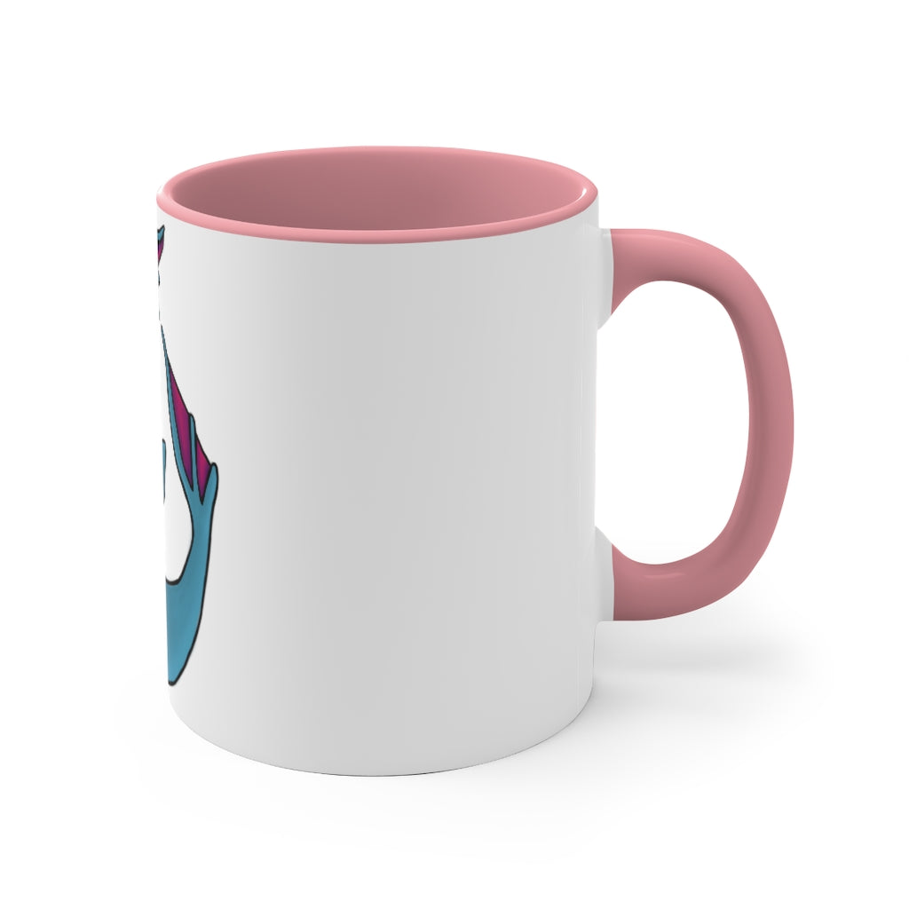 Flozo 11oz Accent Mug featuring a white ceramic body with a colored interior and handle, available in multiple color schemes.