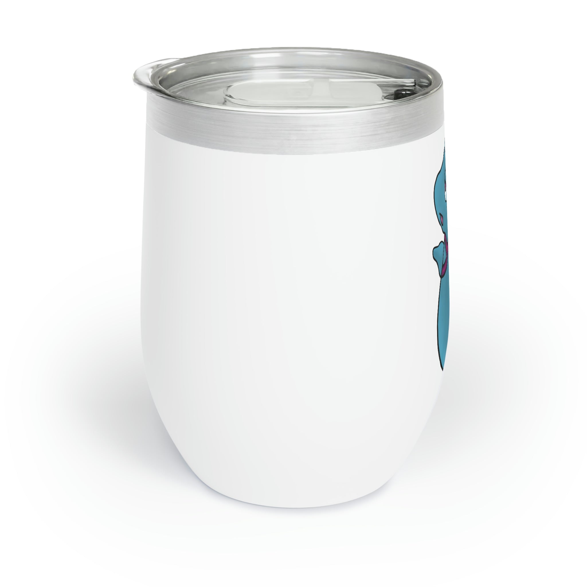 Flozo Chill Wine Tumbler in stainless steel with customizable design, showcasing its double-insulated walls and stemless shape.