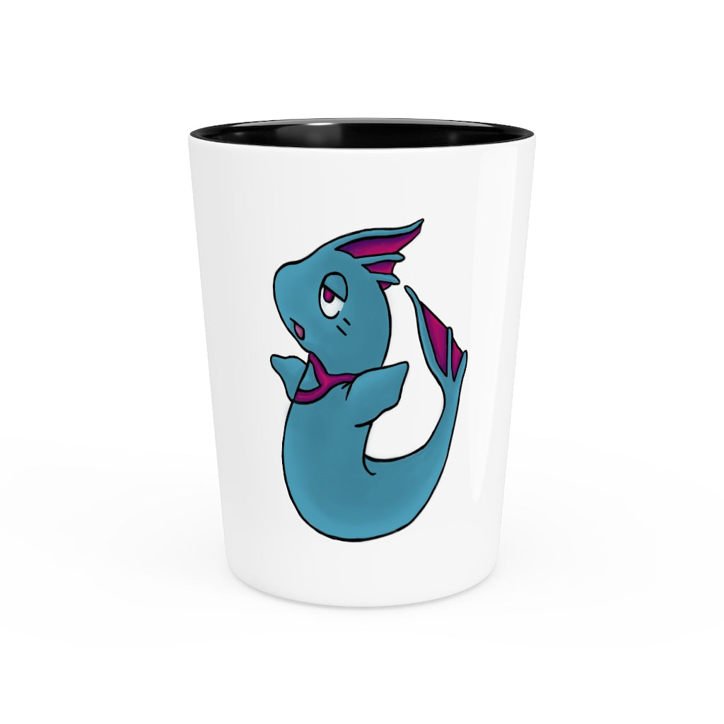 Personalized Flozo Shot Glass with white ceramic and customizable design, available in white or black interior.