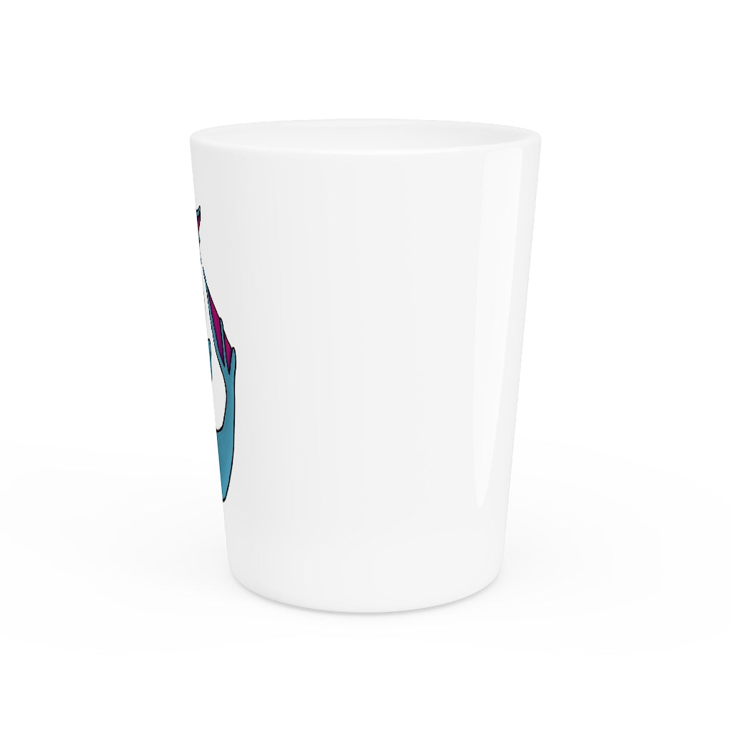 Personalized Flozo Shot Glass with white ceramic and customizable design, available in white or black interior.