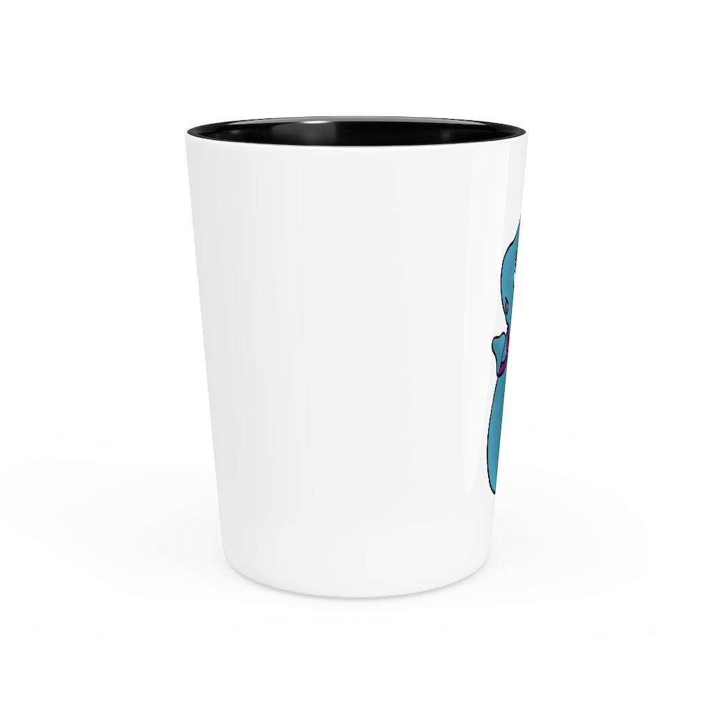 Personalized Flozo Shot Glass with white ceramic and customizable design, available in white or black interior.