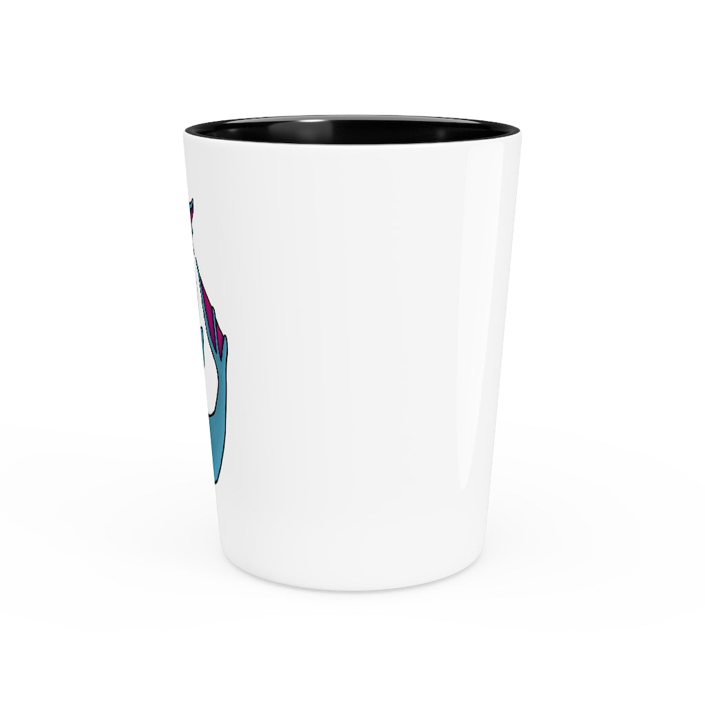 Personalized Flozo Shot Glass with white ceramic and customizable design, available in white or black interior.