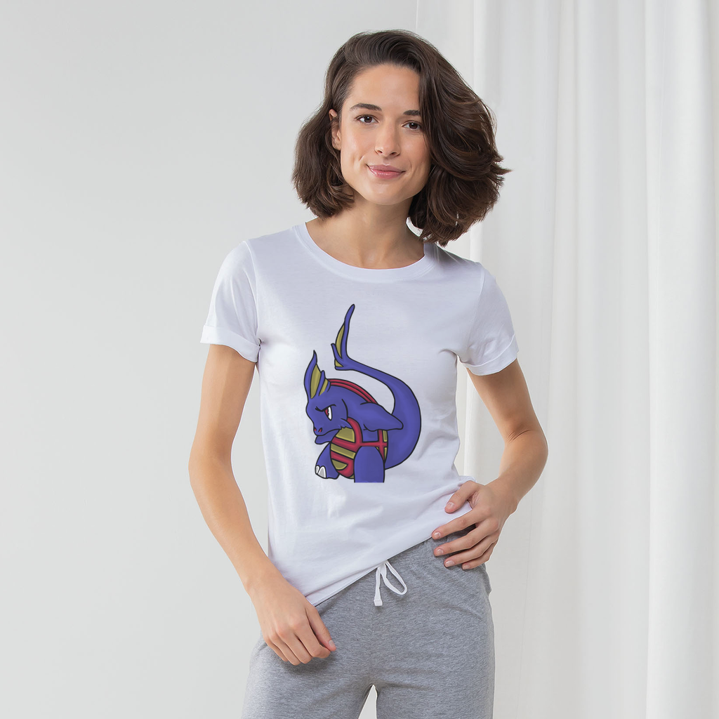 Flozor Women's Long Pant Pyjama Set featuring a white t-shirt and striped pants in heather grey and light pink, with a matching drawcord bag.