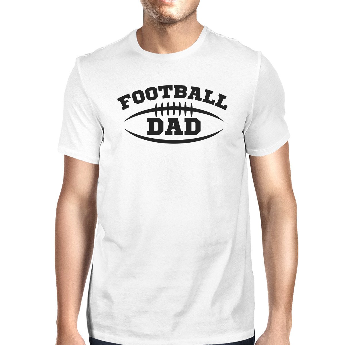 Football Dad Men's White T-Shirt with humorous design, made from 100% ring spun cotton, perfect for Father's Day gifts.