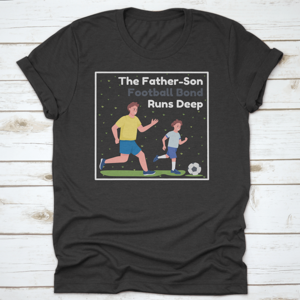 A mockup showcasing a father and son enjoying a football match, emphasizing their deep bond and love for the game.