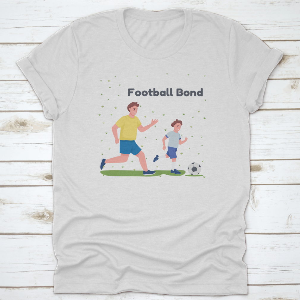 A mockup showcasing a father and son enjoying a football match, emphasizing their deep bond and love for the game.