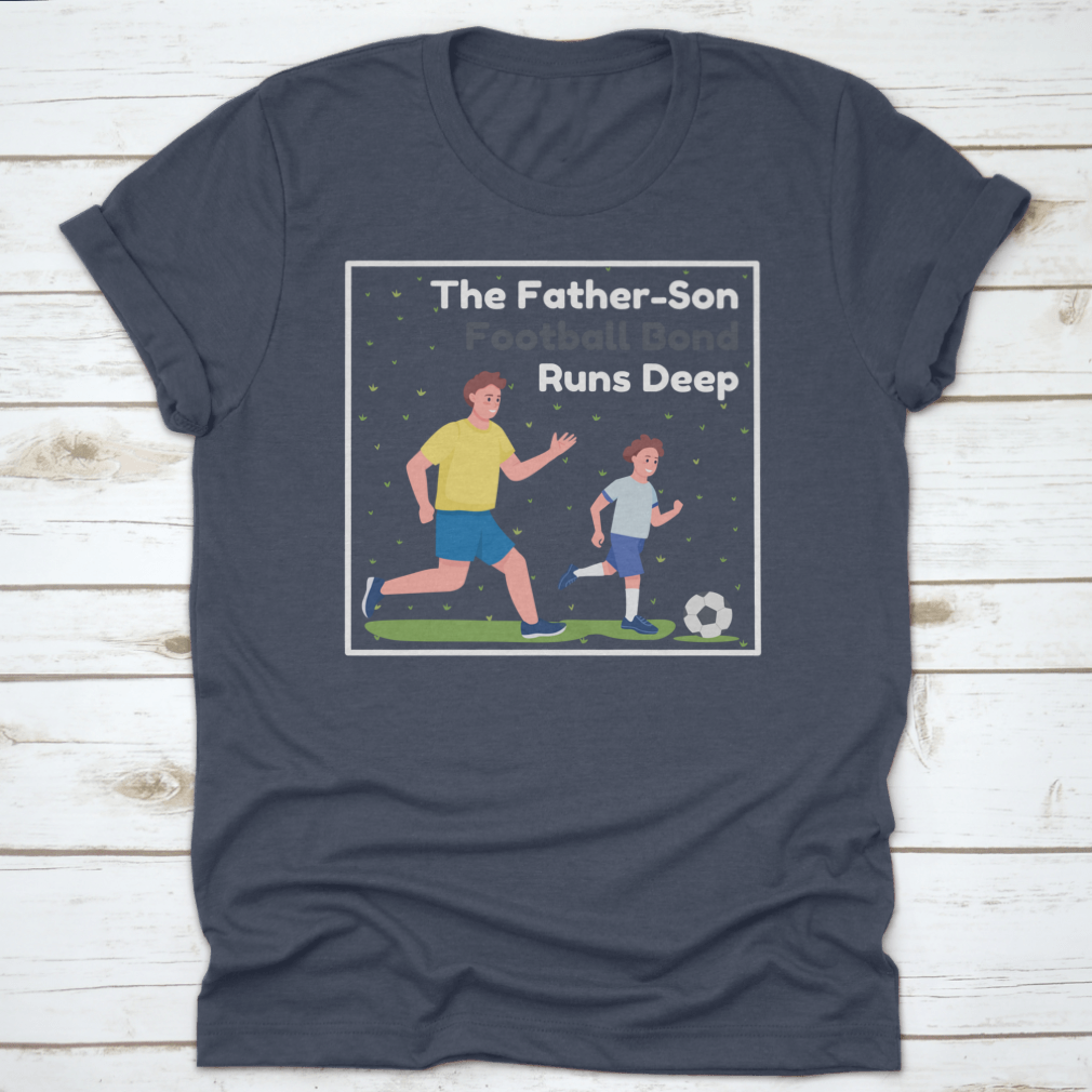 A mockup showcasing a father and son enjoying a football match, emphasizing their deep bond and love for the game.