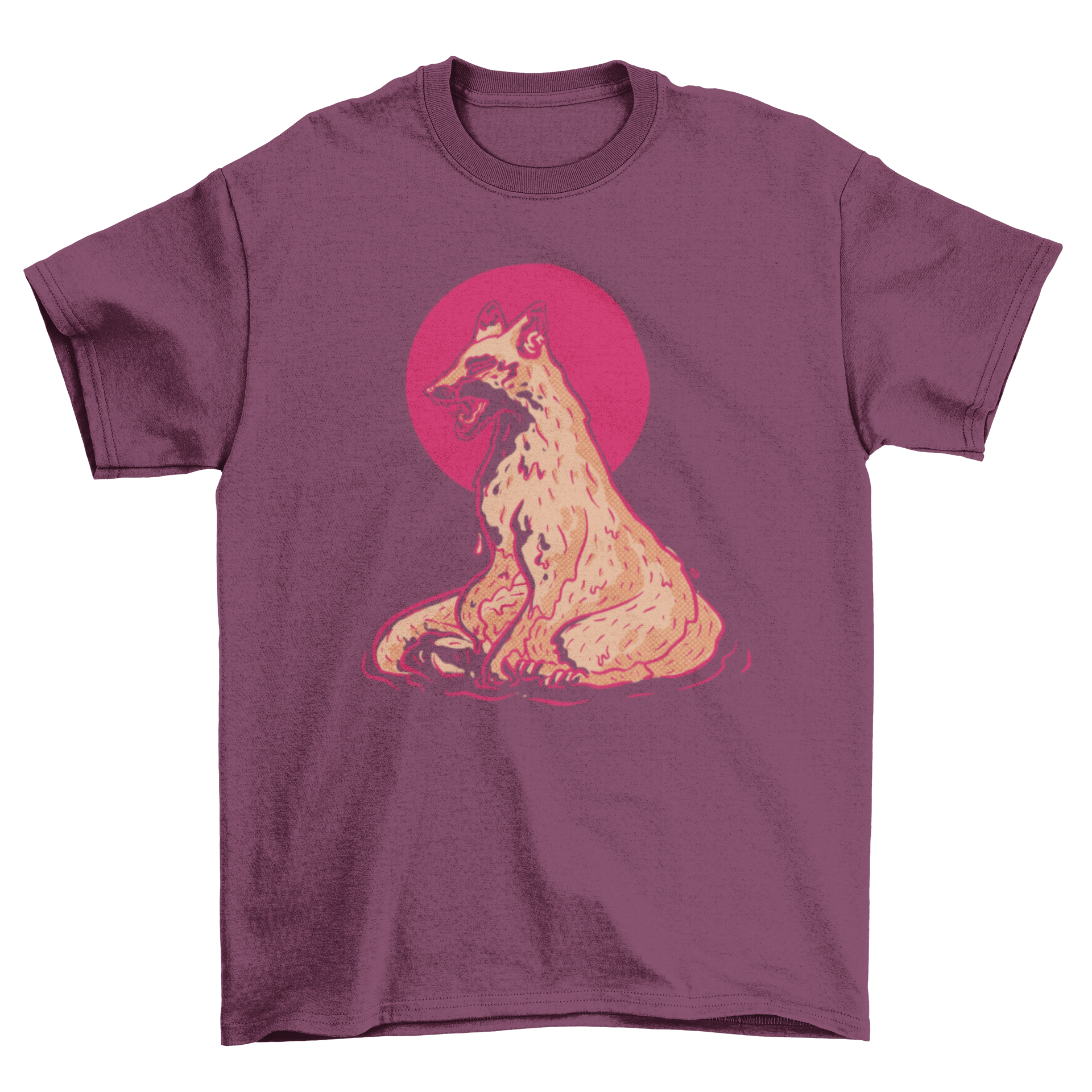 A stylish t-shirt featuring a unique melting fox design, showcasing vibrant colors and artistic flair.