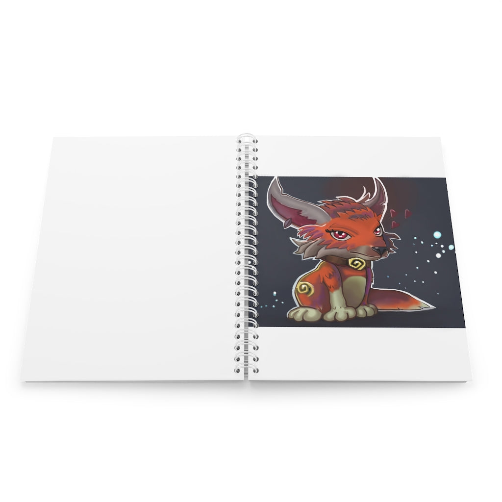 Foxxy Spiral Notebook with customizable covers and wide-ruled pages, featuring a semi-gloss laminated finish.