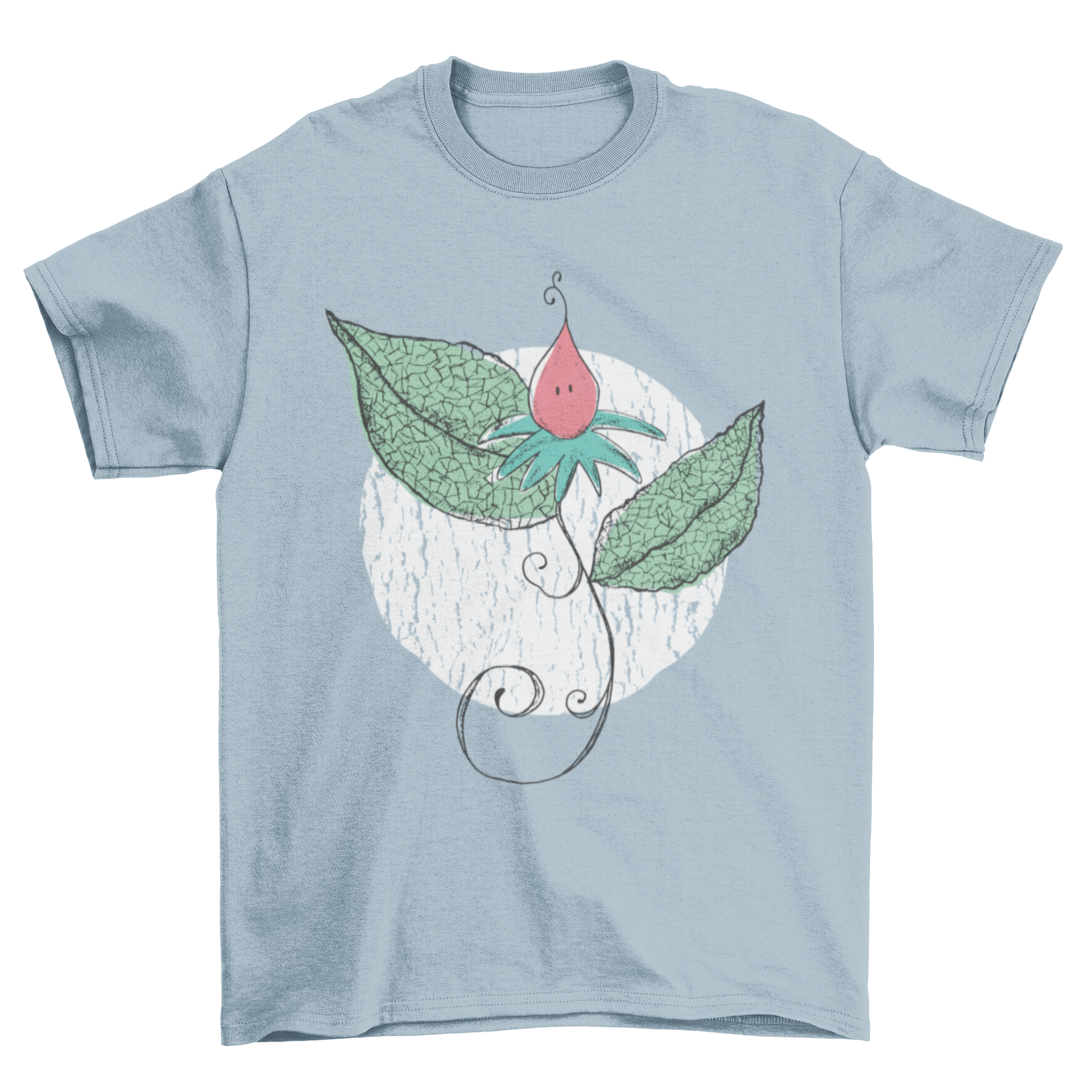 A cute t-shirt featuring a delicate illustration of a fragile flower, showcasing its intricate details and vibrant colors.