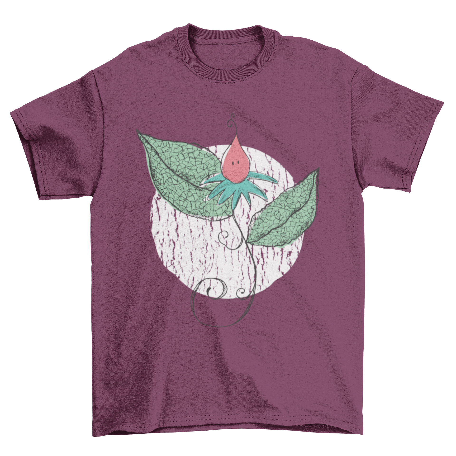A cute t-shirt featuring a delicate illustration of a fragile flower, showcasing its intricate details and vibrant colors.