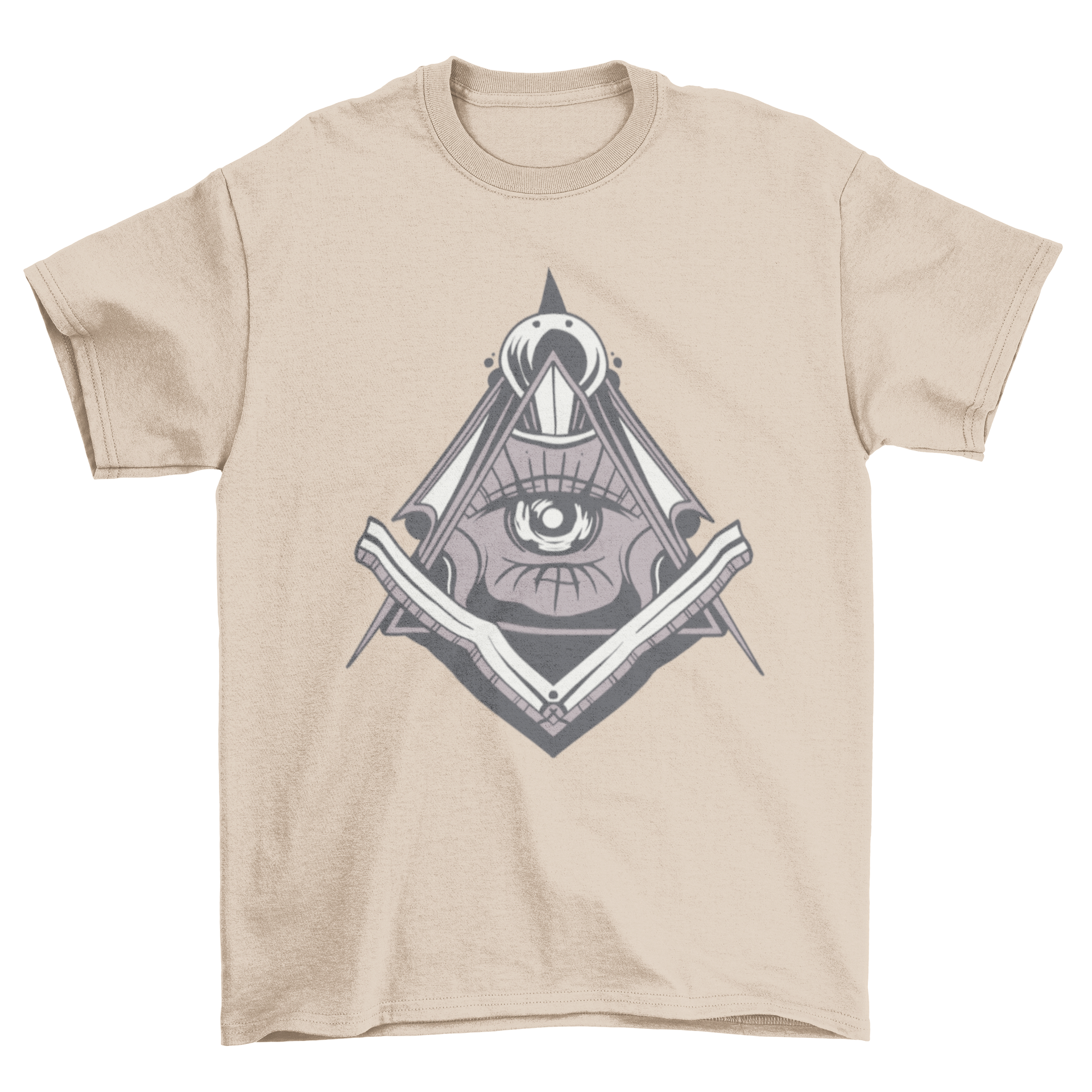 A stylish T-shirt featuring an illustrated Freemasonry symbol, showcasing intricate details and vibrant colors.