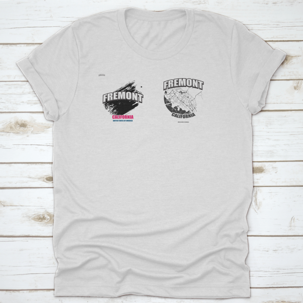 Fremont, California logo design featuring two-in-one vector arts on a cotton fabric background.