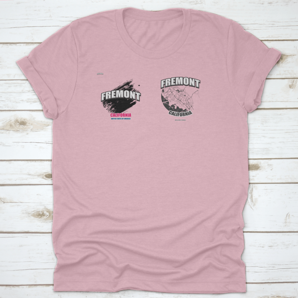 Fremont, California logo design featuring two-in-one vector arts on a cotton fabric background.