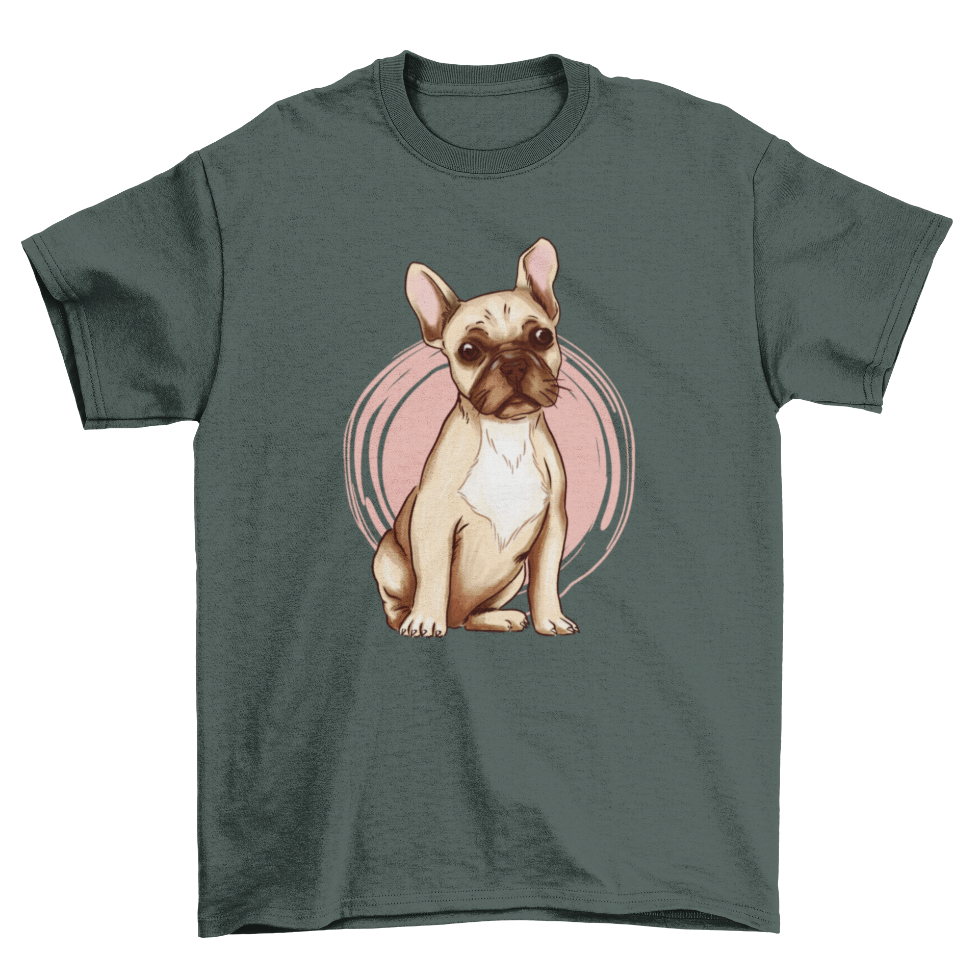 A stylish French bulldog t-shirt featuring a cute graphic of a French bulldog, perfect for dog lovers.