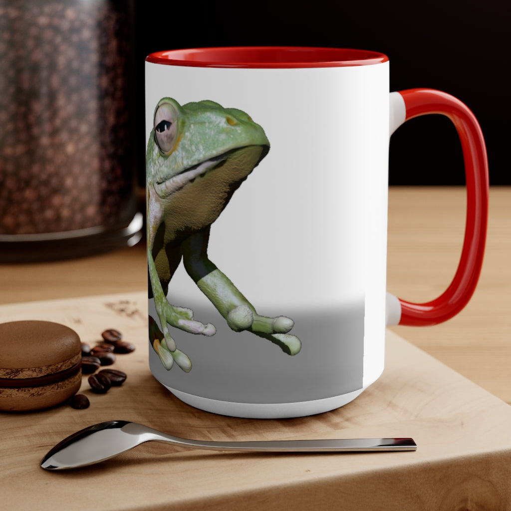 A stylish Frog Accent Mug featuring a white exterior with a colored interior, available in red, pink, and black options, perfect for coffee or tea.