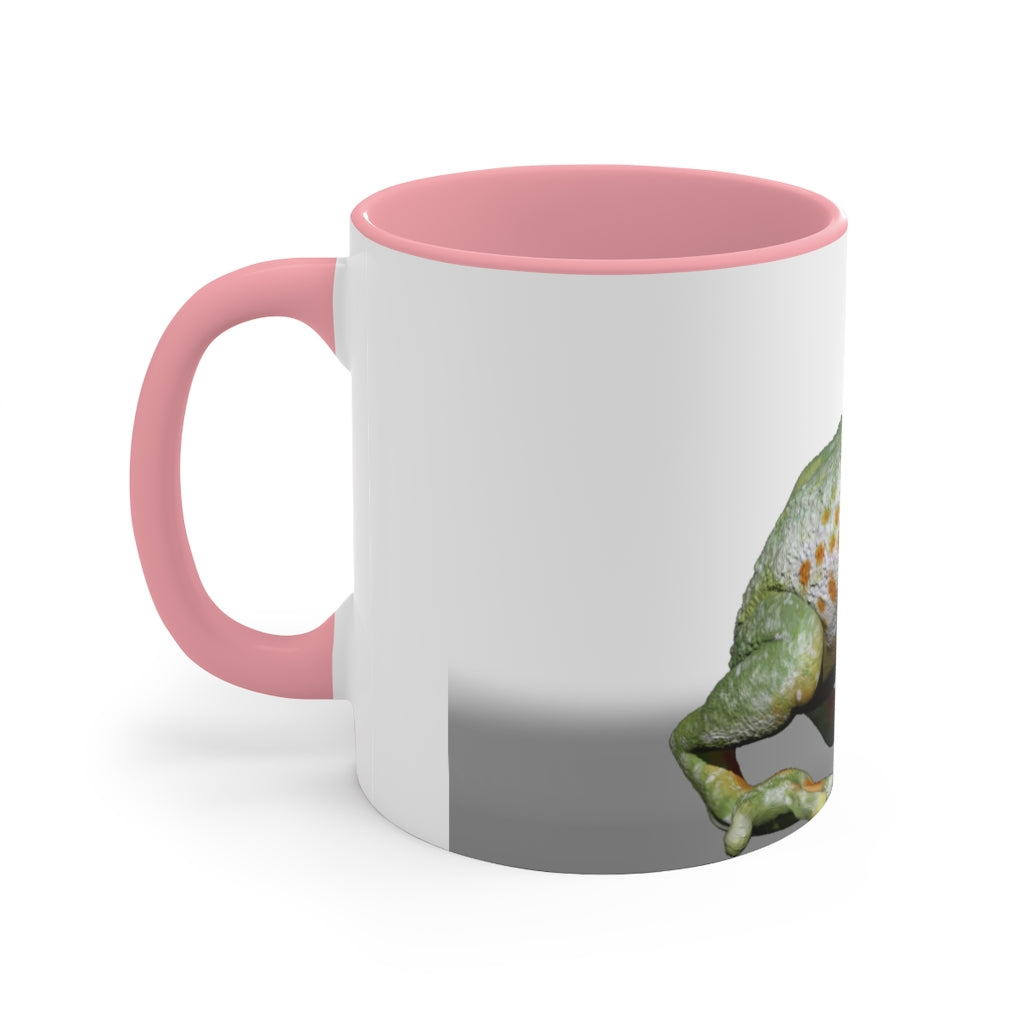 A stylish Frog Accent Mug featuring a white exterior with a colored interior, available in red, pink, and black options, perfect for coffee or tea.