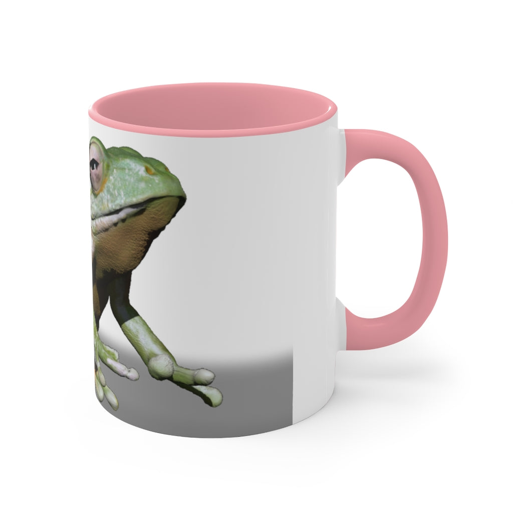 A stylish Frog Accent Mug featuring a white exterior with a colored interior, available in red, pink, and black options, perfect for coffee or tea.