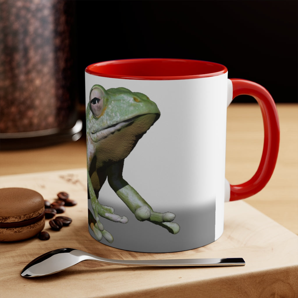 A stylish Frog Accent Mug featuring a white exterior with a colored interior, available in red, pink, and black options, perfect for coffee or tea.