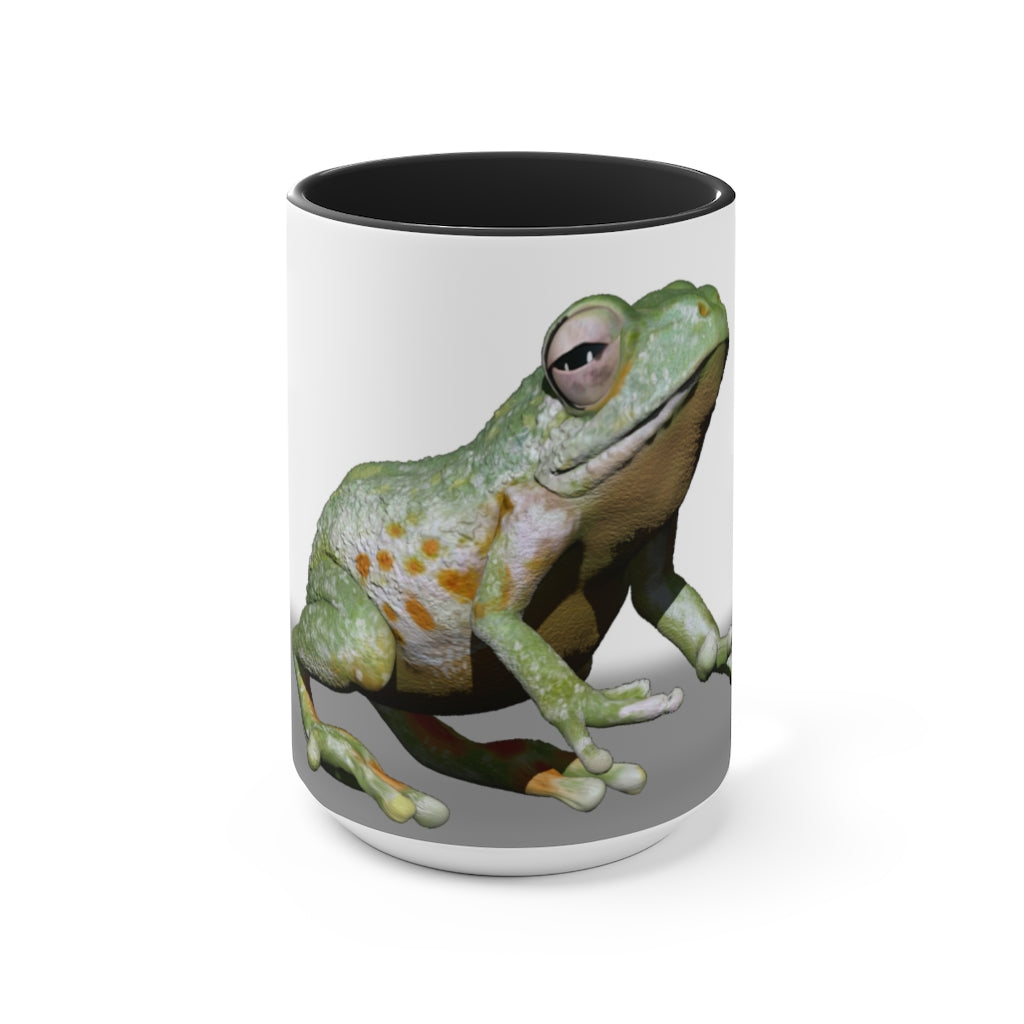 A stylish Frog Accent Mug featuring a white exterior with a colored interior, available in red, pink, and black options, perfect for coffee or tea.