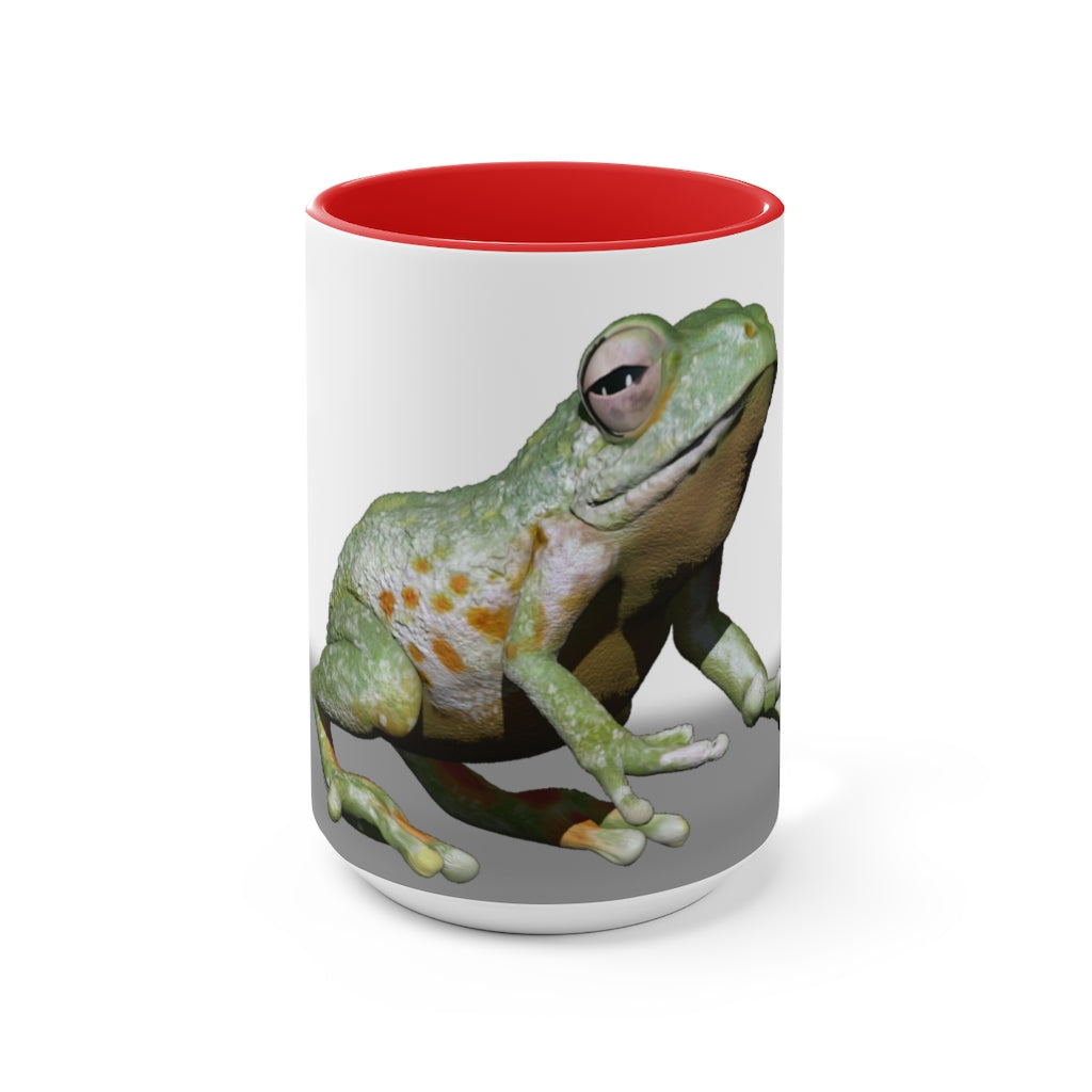 A stylish Frog Accent Mug featuring a white exterior with a colored interior, available in red, pink, and black options, perfect for coffee or tea.