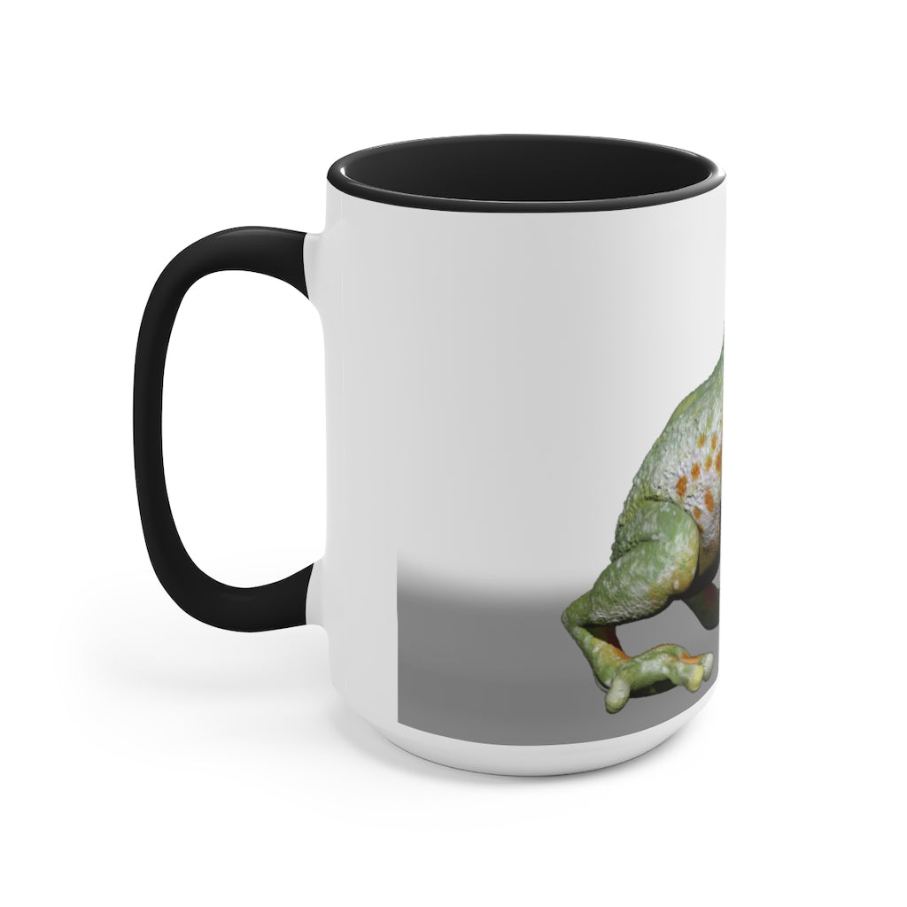 A stylish Frog Accent Mug featuring a white exterior with a colored interior, available in red, pink, and black options, perfect for coffee or tea.