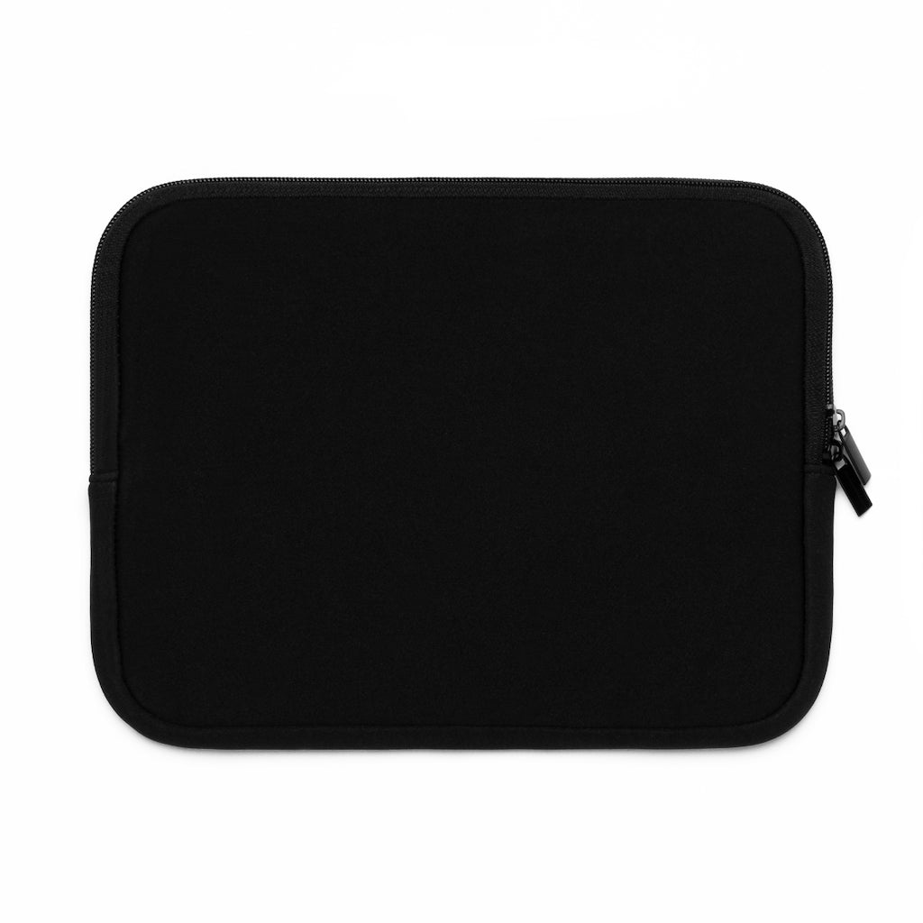 Frog Laptop Sleeve featuring a customizable front design and a solid black polyester back, showcasing its dual zipper enclosures.