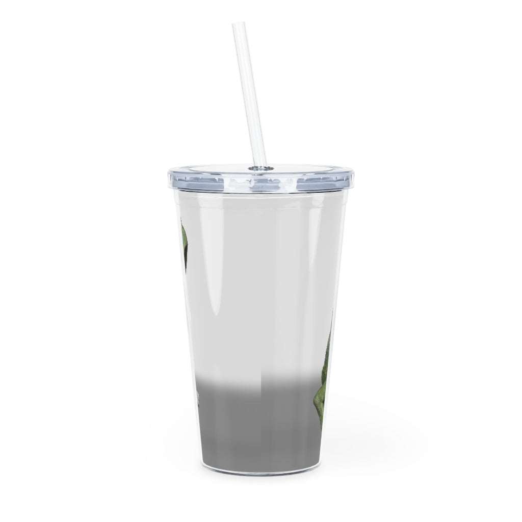 Frog Plastic Tumbler with Straw, featuring a fun frog design, lid, and straw, perfect for parties and gatherings.